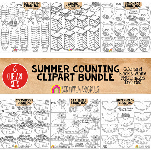 Summer Counting ClipArt Bundle - Seasonal Math Graphics