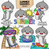 Seasonal Shark Clip Art Bundle 2 - Grey Shark Clipart - Baby Shark