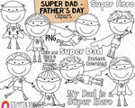 Father's Day Clip Art - Super Dad ClipArt - Dad - Papa - Fathers Day Gifts Sublimation Designs 