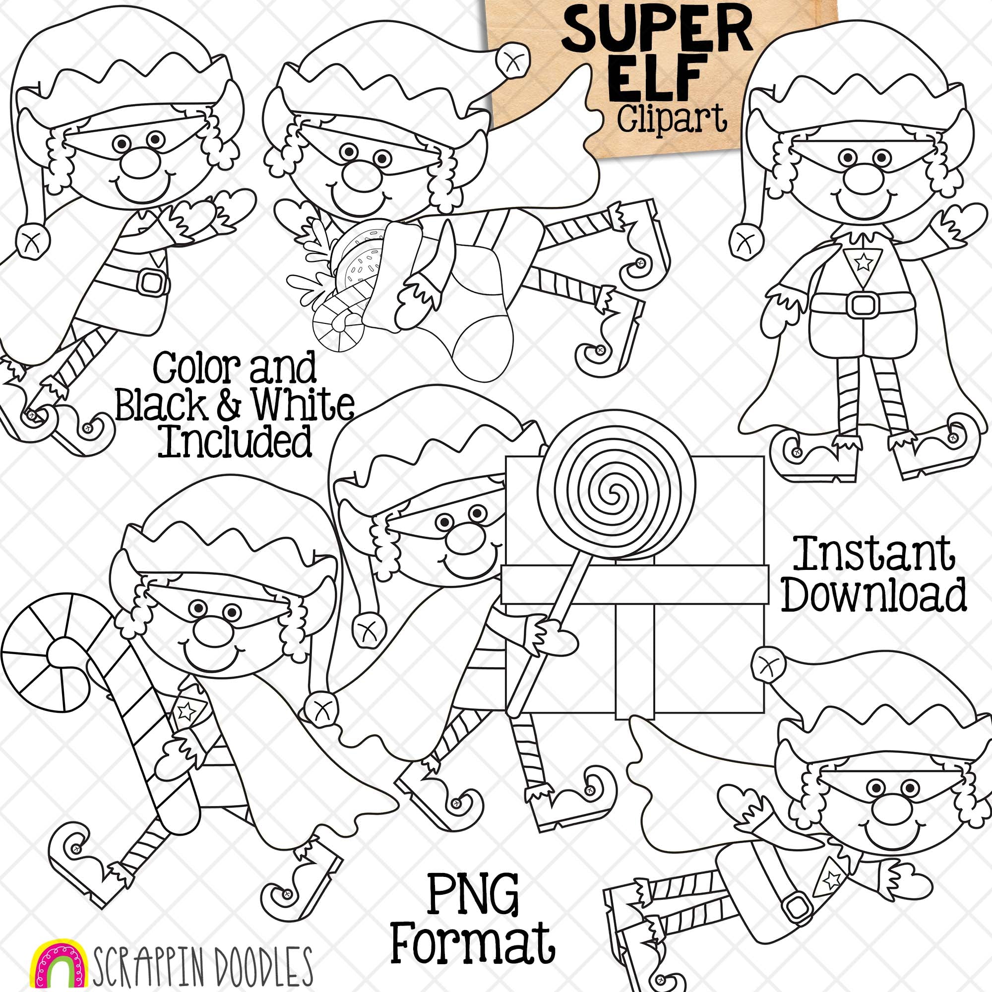 Super Elf Super Elf Clip Art - Christmas Elves - Super Hero - Standing - Flying ...