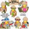 Turkey ClipArt - Turkeys Going on Vacation Clip Art - Cute Traveling Turkeys Graphics - Instant Download - Hand Drawn PNG