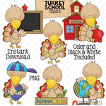 Turkey ClipArt - Classroom Turkeys Clip Art - Cute School Turkeys Graphics - Instant Download - Hand Drawn PNG