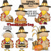 Turkey ClipArt - Thanksgiving Turkeys Clip Art - Cute Pilgrim Turkeys Graphics - Instant Download - Hand Drawn PNG