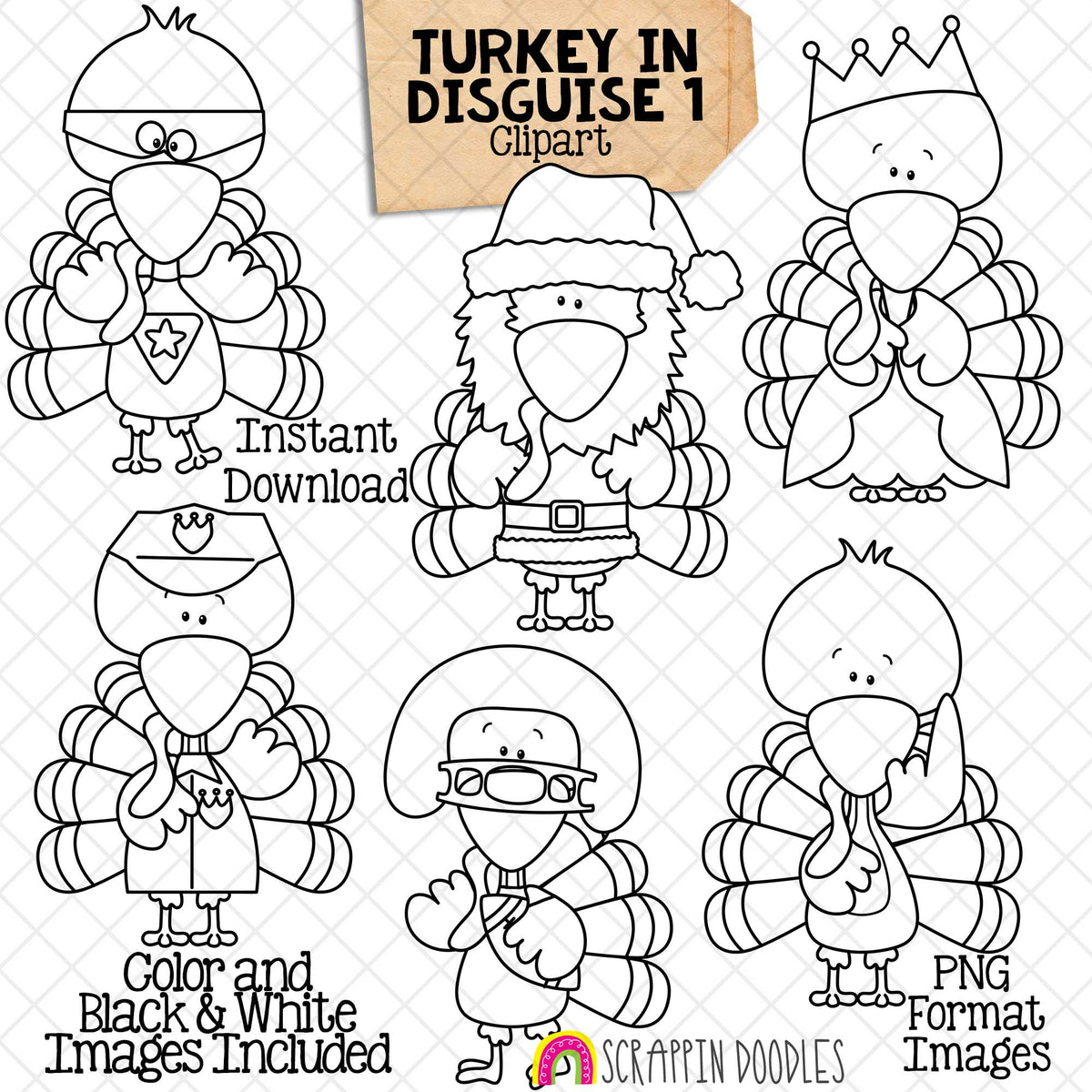 Turkey In Disguise ClipArt 1 - Turkeys in Disguises Graphics - Thanksgiving Games - Dress Up Images - CU PNG