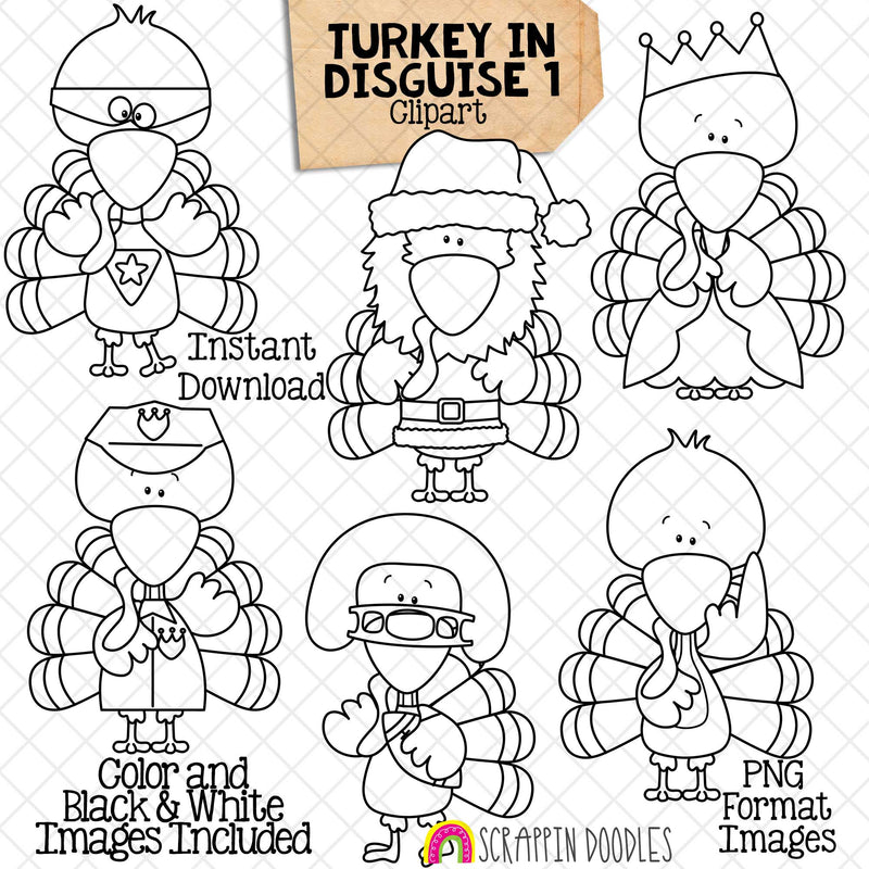 Turkey In Disguise ClipArt 1 - Turkeys in Disguises Graphics - Thanksgiving Games - Dress Up Images - CU PNG