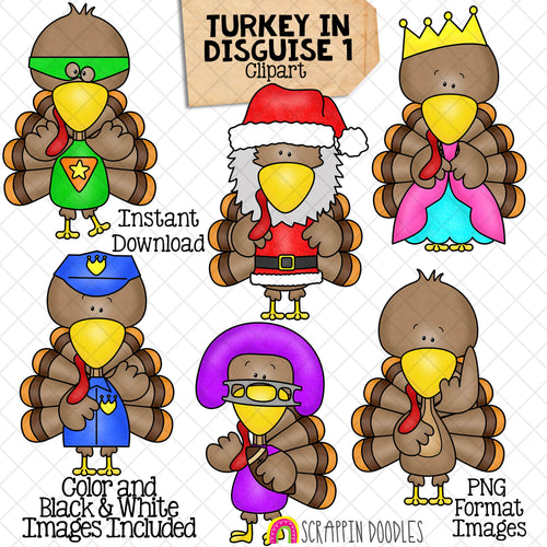 Turkey In Disguise ClipArt 1 - Turkeys in Disguises Graphics - Thanksgiving Games - Dress Up Images - CU PNG