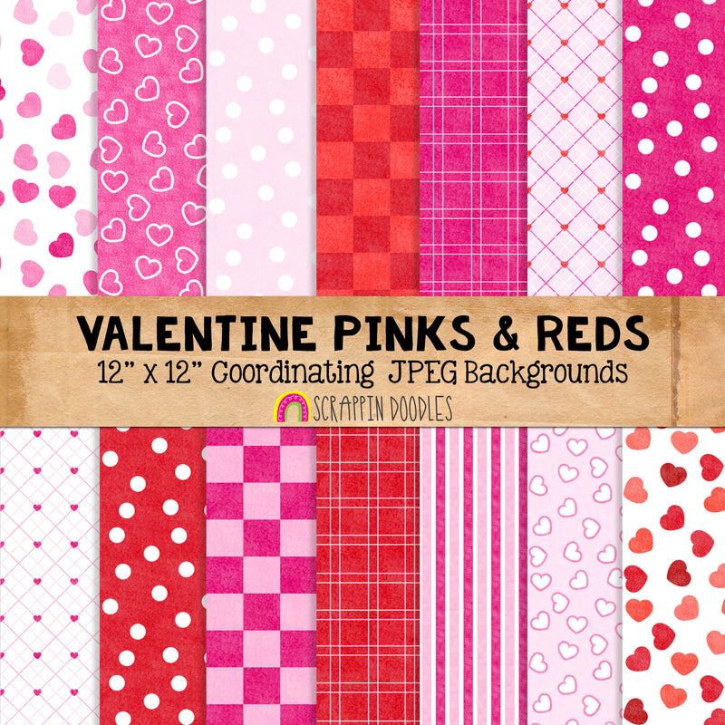 Valentine Pinks and Reds Backgrounds - 12 x 12 JPEG Backgrounds