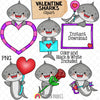 Valentines Day Sharks Clip Art - Grey Shark Clipart - Baby Shark - Commercial Use PNG Sublimation