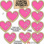 Counting Cookies ClipArt - Valentine Heart Sprinkle Cookie - Seasonal Math Graphics - Commercial Use PNG