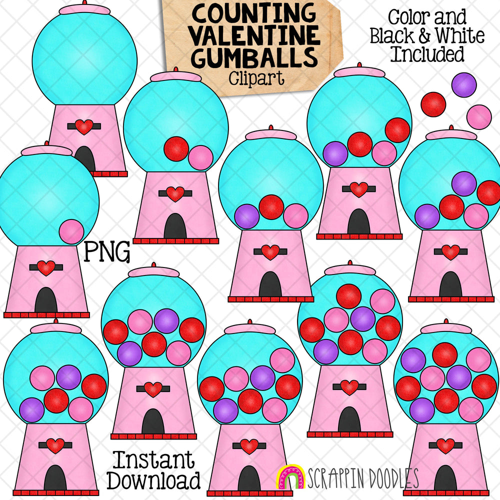 Counting Gumballs ClipArt - Pink Valentine Gum Ball Machine - Seasonal ...