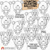 Counting Balloons ClipArt - Valentine Bear Holding Balloons Counting - Seasonal Math Graphics - Commercial Use PNG