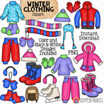 Winter Clothing Clip Art - Mittens - Snow Pants - Toques - Scarfs - Boots - Ear Muffs - Commercial Use PNG Sublimation