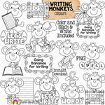 School Monkey ClipArt Bundle - Reading - Writing - Math - Science