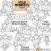 Yoga Monkey Clip Art - Monkeys Doing Yoga Poses - Jungle Animals - Stretching - Commercial Use PNG Sublimation