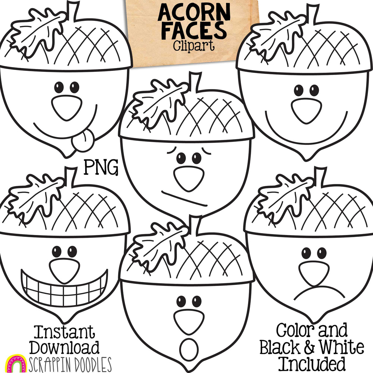 Fall Faces Bundle - Autumn Facial Expressions - Acorn - Apple - Leaf - Owl - Pumpkin - Scarecrow - Squirrel - Sunflower - CU PNG Sublimation