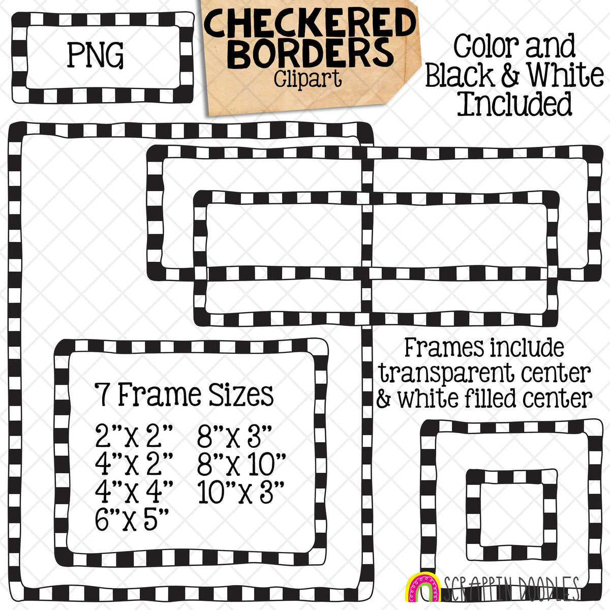 Checkered Borders / Frames ClipArt Bundle - Commercial Use PNG