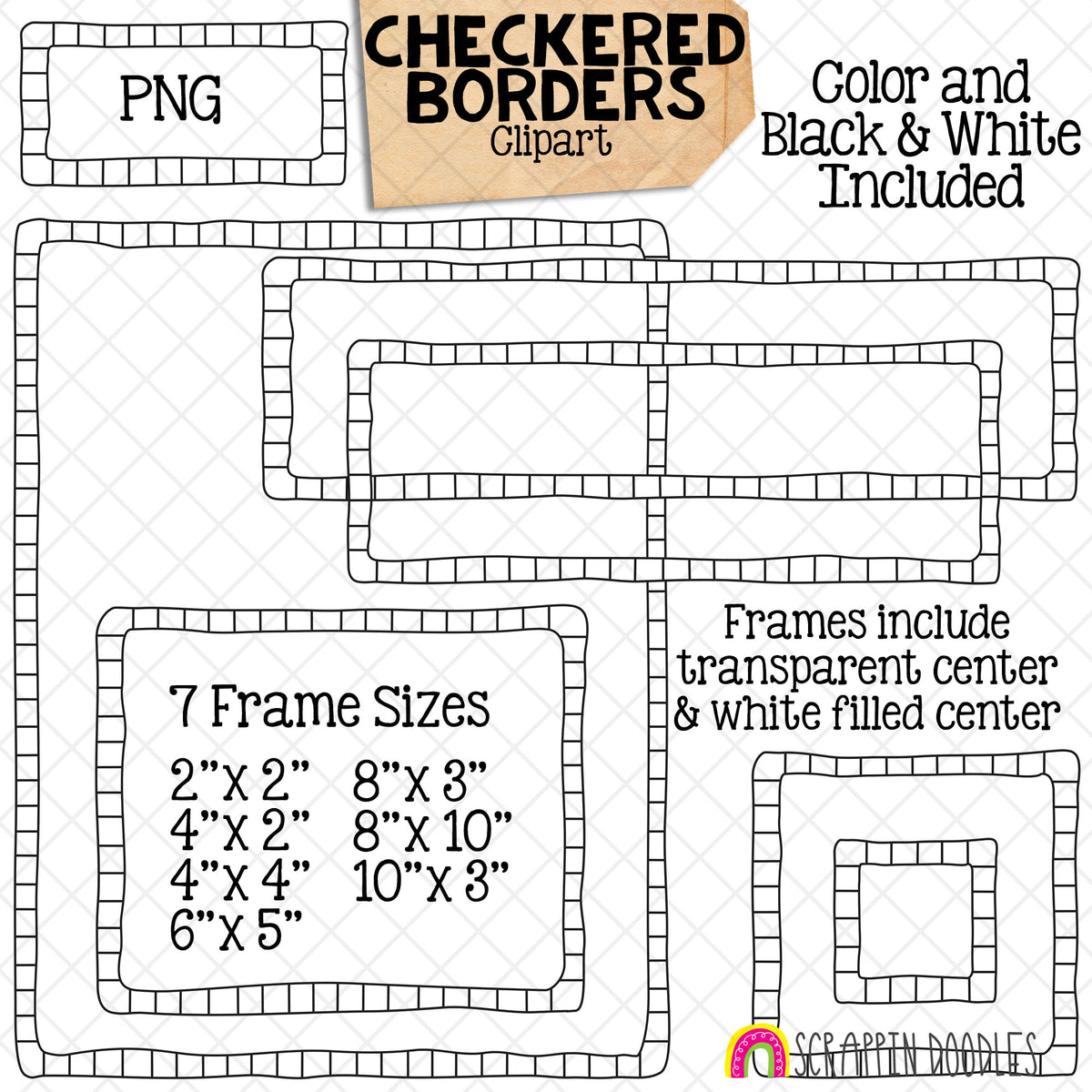 Checkered Borders / Frames ClipArt Bundle - Commercial Use PNG