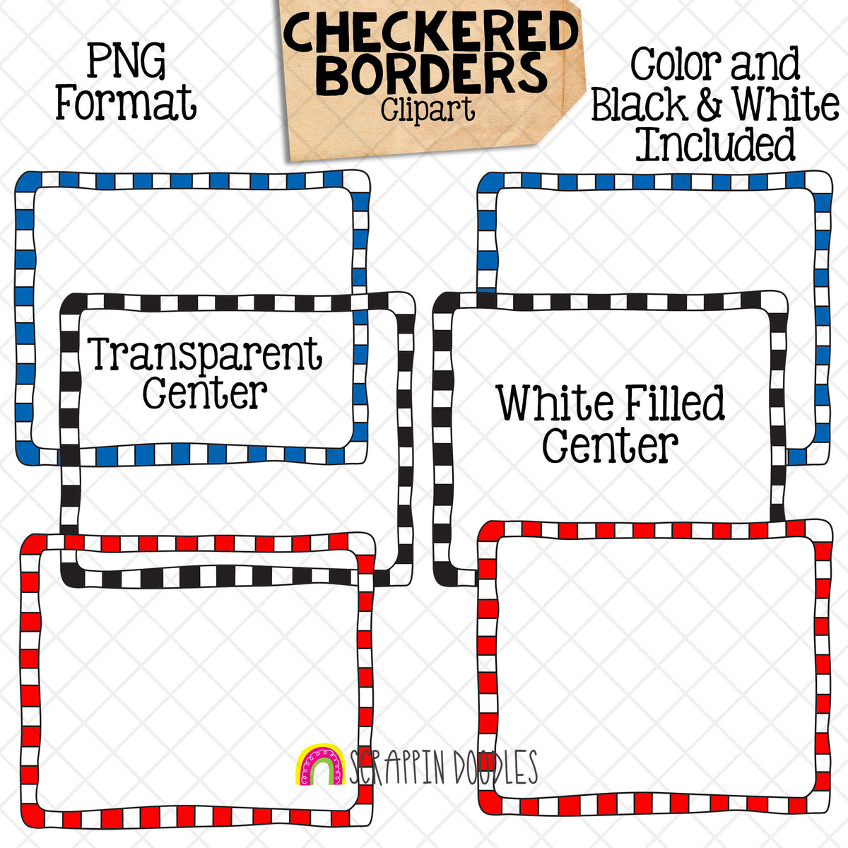 Checkered Borders / Frames ClipArt Bundle - Commercial Use PNG