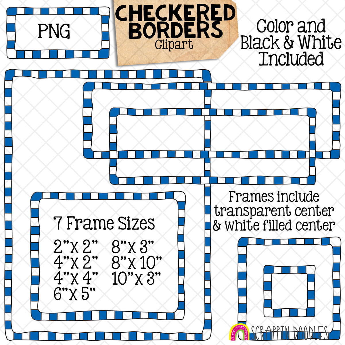 Checkered Borders / Frames ClipArt Bundle - Commercial Use PNG