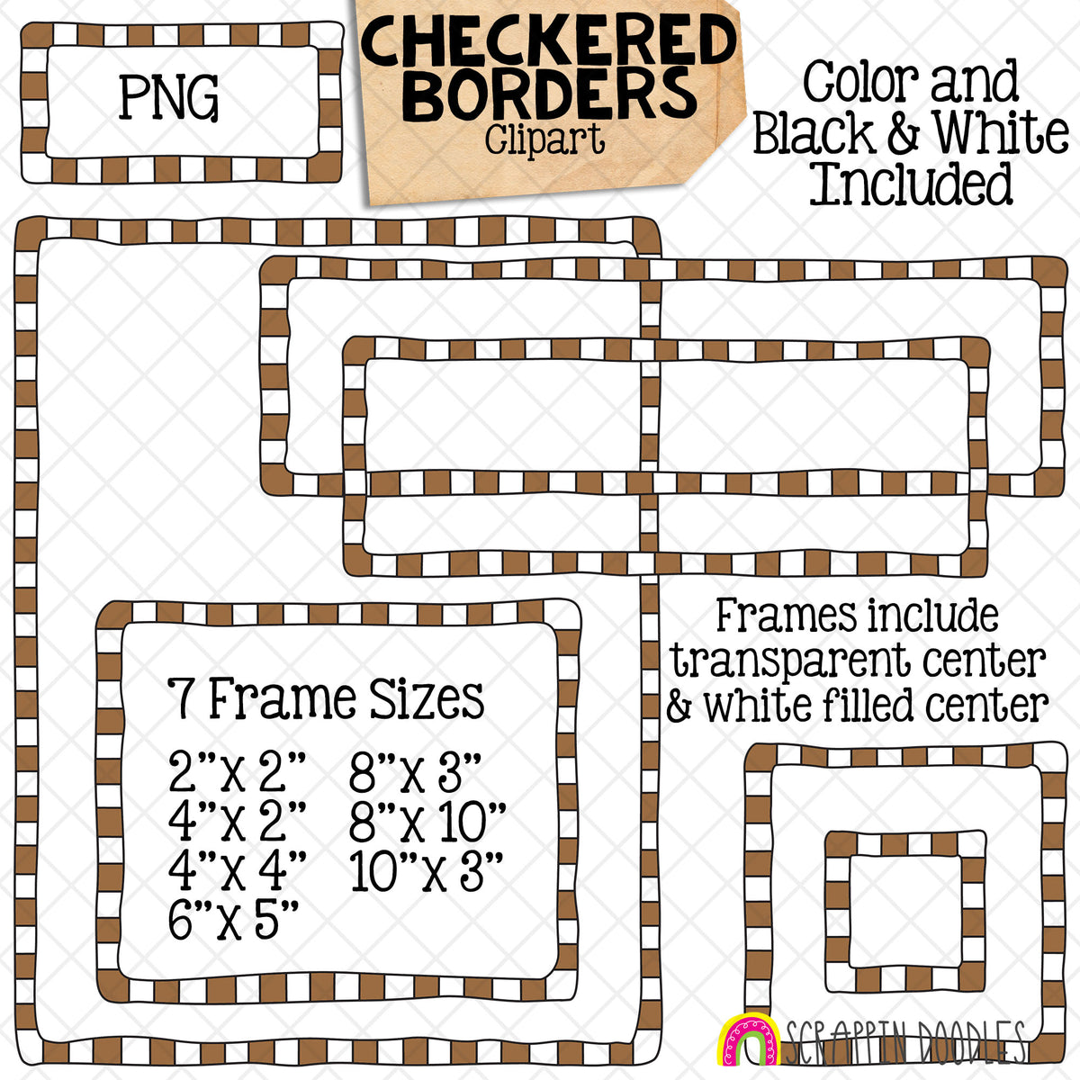 Checkered Borders / Frames ClipArt Bundle - Commercial Use PNG
