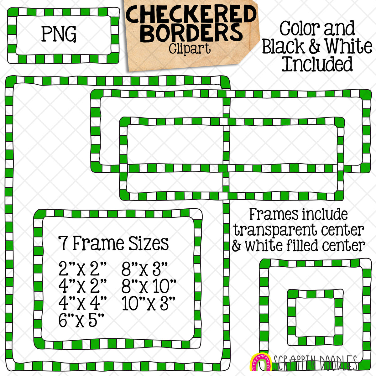 Checkered Borders / Frames ClipArt Bundle - Commercial Use PNG