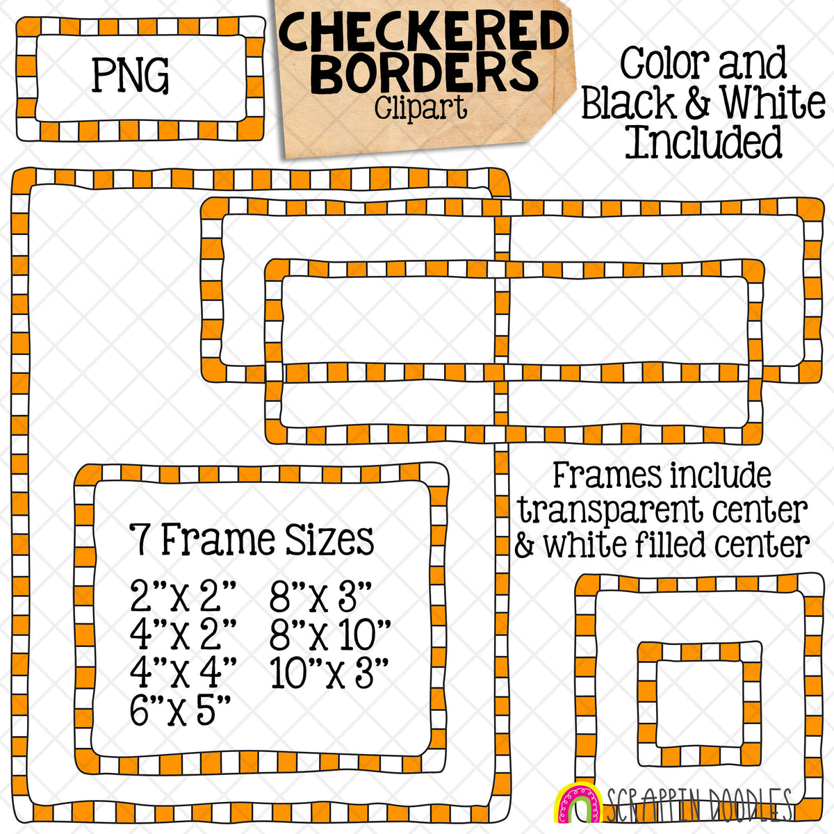 Checkered Borders / Frames ClipArt Bundle - Commercial Use PNG