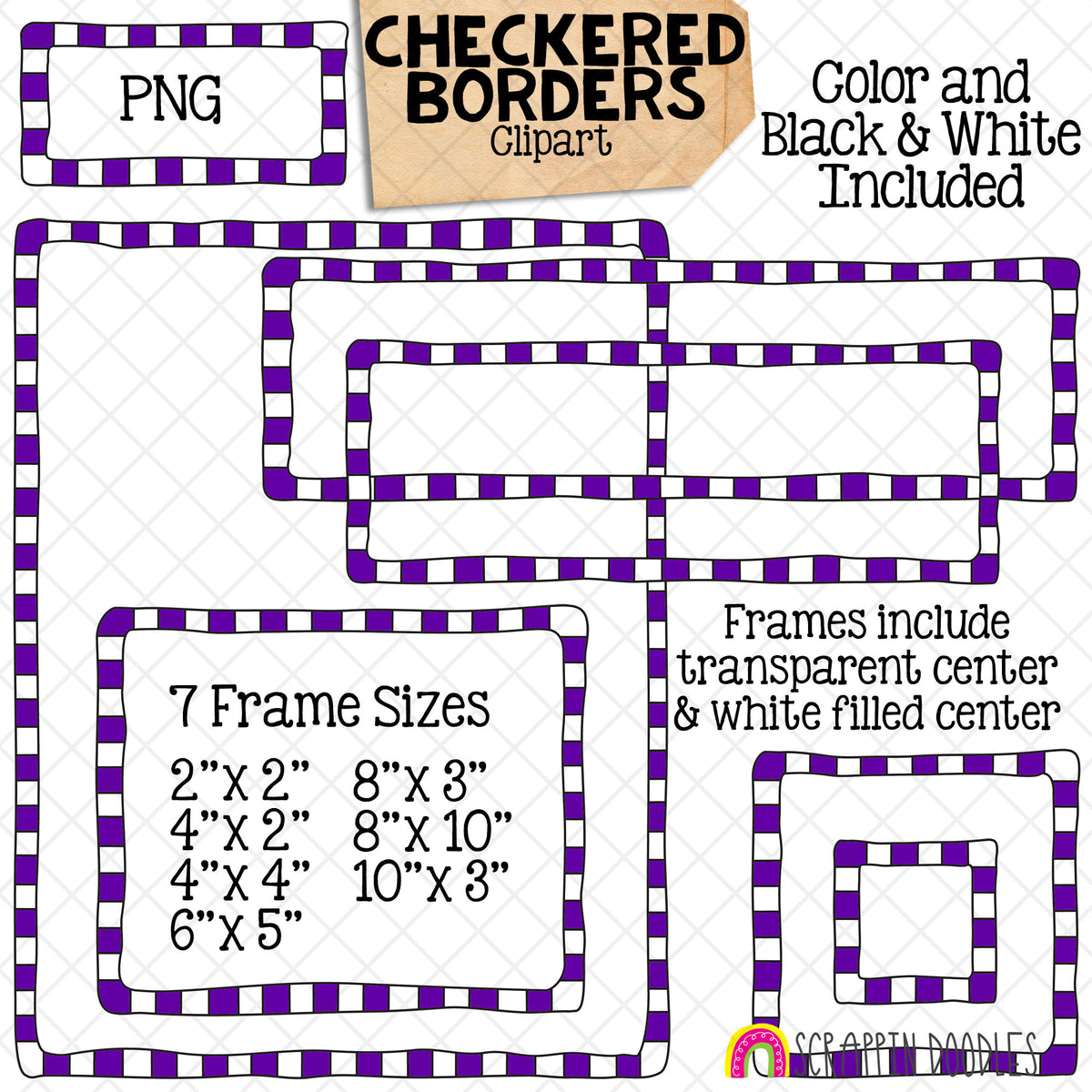 Checkered Borders / Frames ClipArt Bundle - Commercial Use PNG
