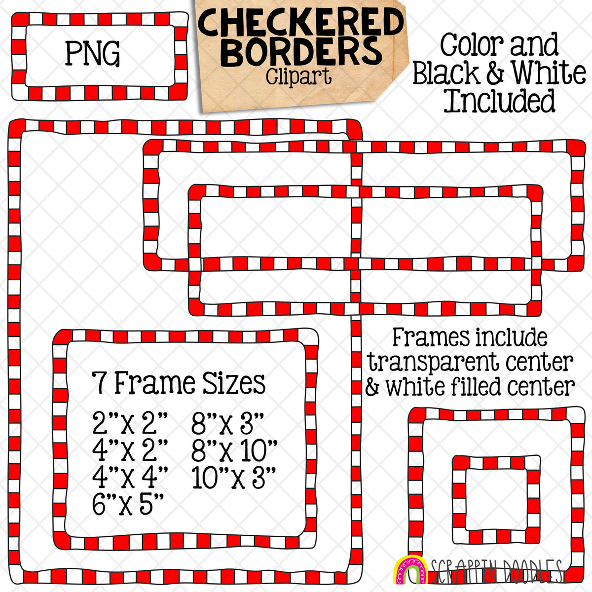 Checkered Borders / Frames ClipArt Bundle - Commercial Use PNG