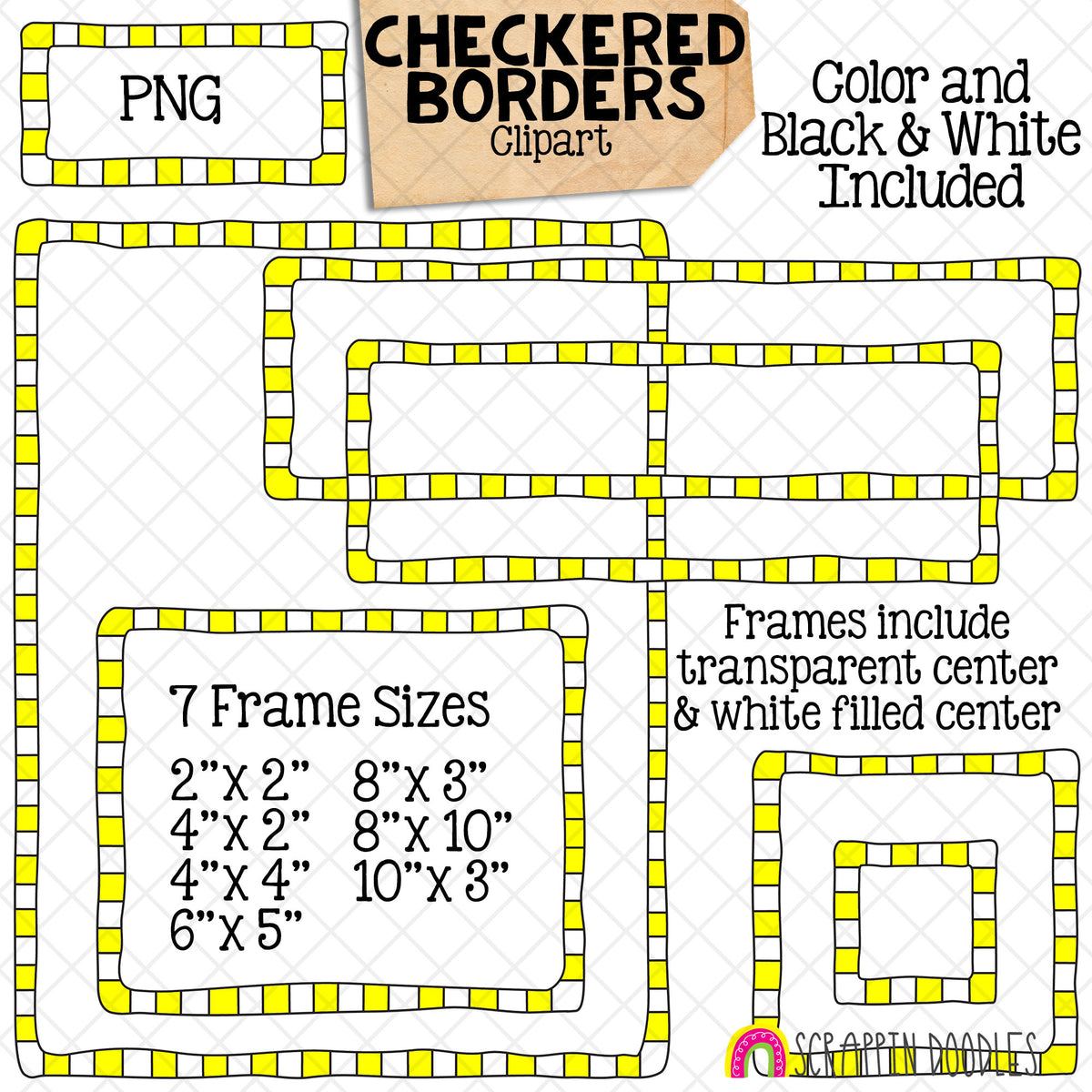 Checkered Borders / Frames ClipArt Bundle - Commercial Use PNG