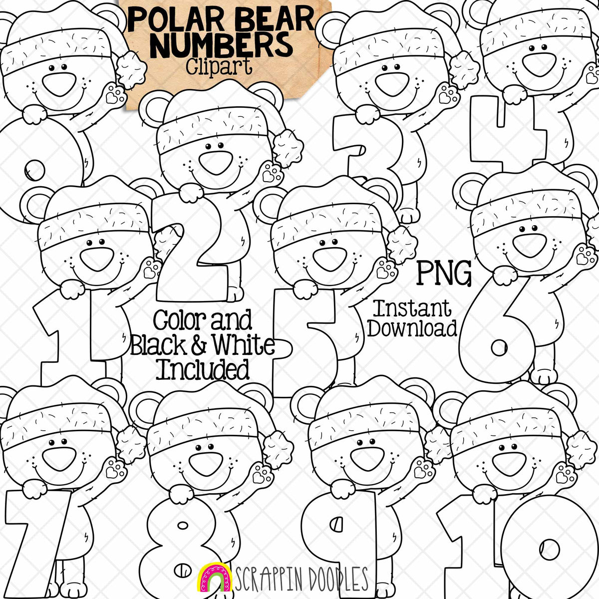 Christmas Numbers ClipArt Bundle - Santa - Gingerbread - Elf - Reindeer - Polar Bear - Snowman CU PNG Sublimation