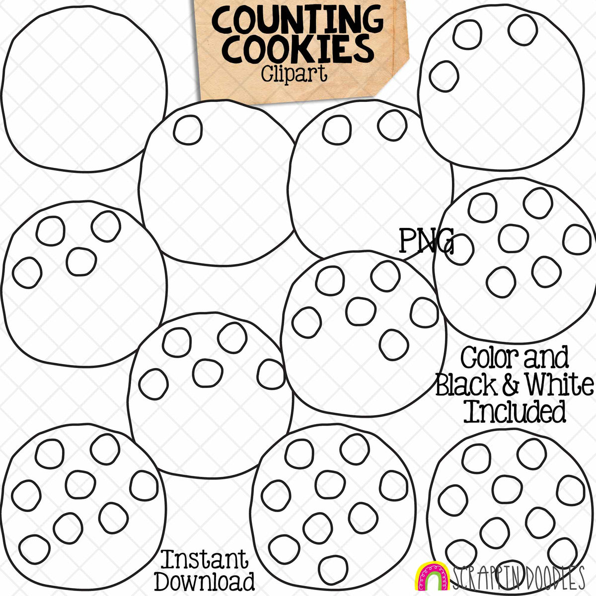 Counting Sweets ClipArt Bundle - Cookies - Cupcakes - Sprinkle Bars - Marshmallows - CU PNG Sublimation