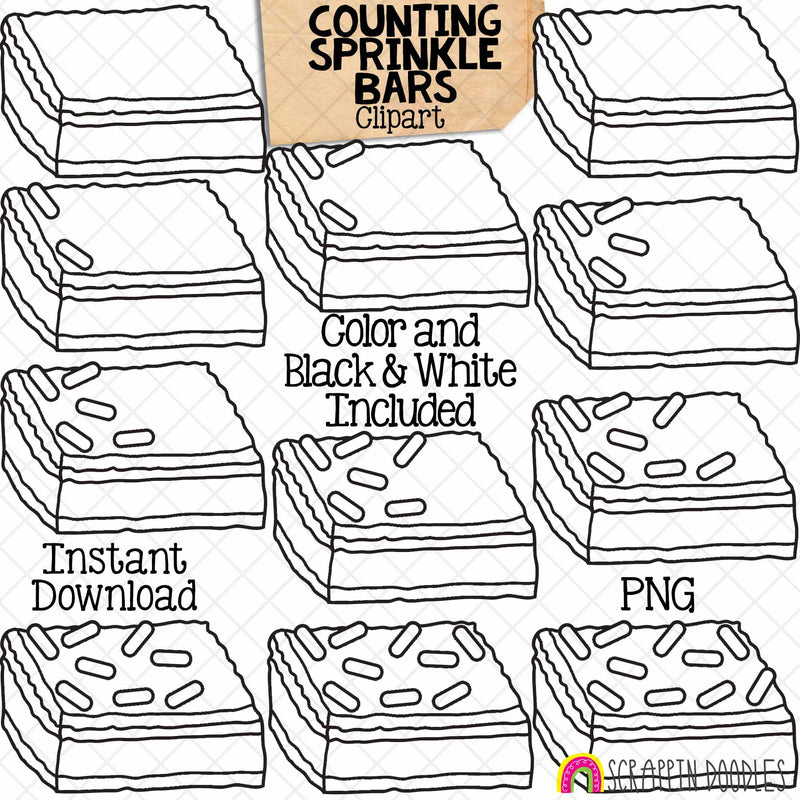 Counting Sprinkle Bars ClipArt - Math - CU PNG - Hand Drawn