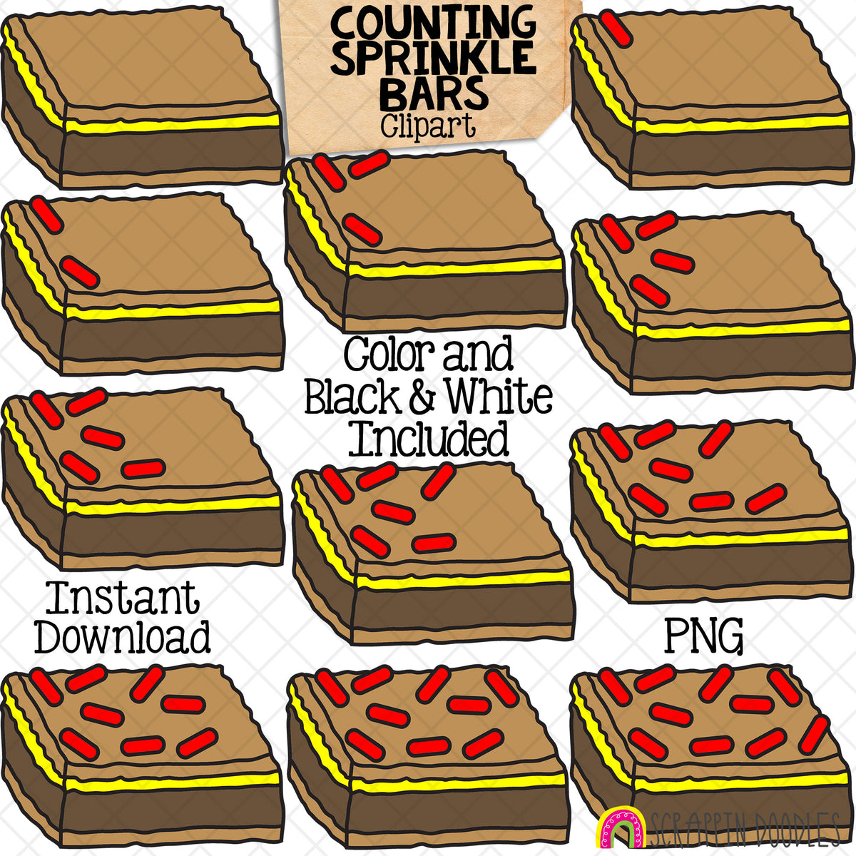 Counting Sprinkle Bars ClipArt - Math - CU PNG - Hand Drawn
