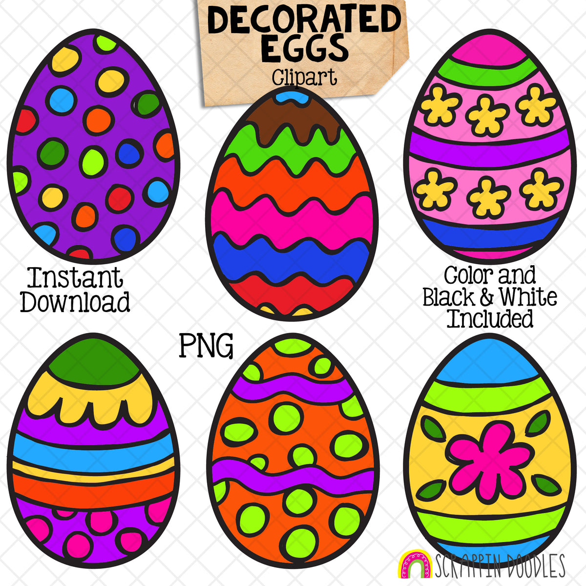 Decorated Eggs Clip Art - Easter - Commercial Use - PNG - CU PNG Sublimation