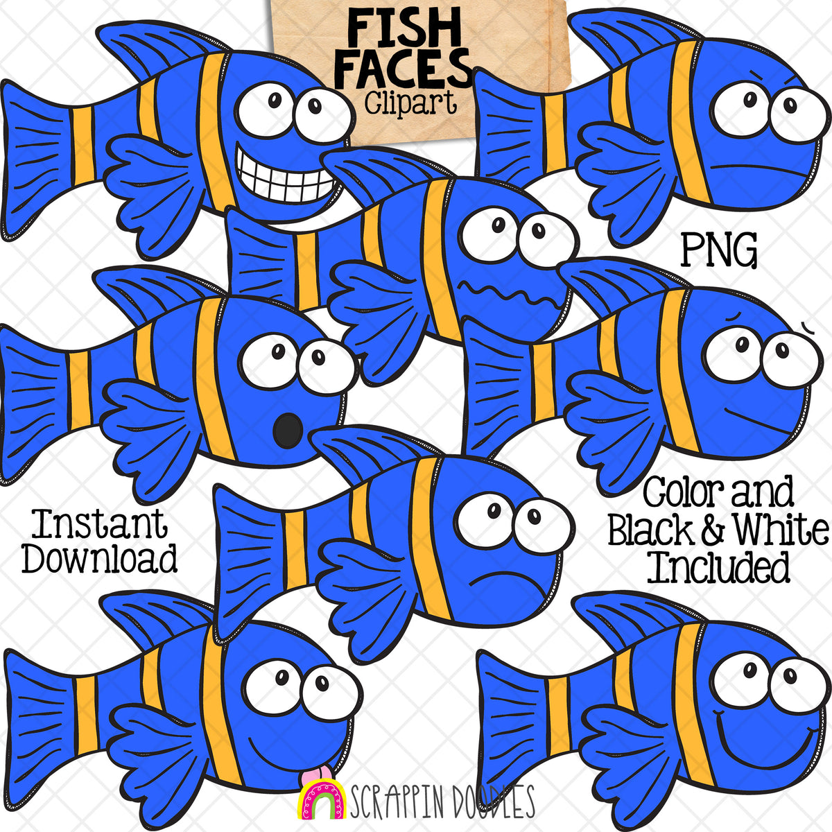 Ocean Faces Bundle - Facial Expressions - Clam - Crab - Fish - Jellyfish - Octopus - Starfish - CU PNG Sublimation