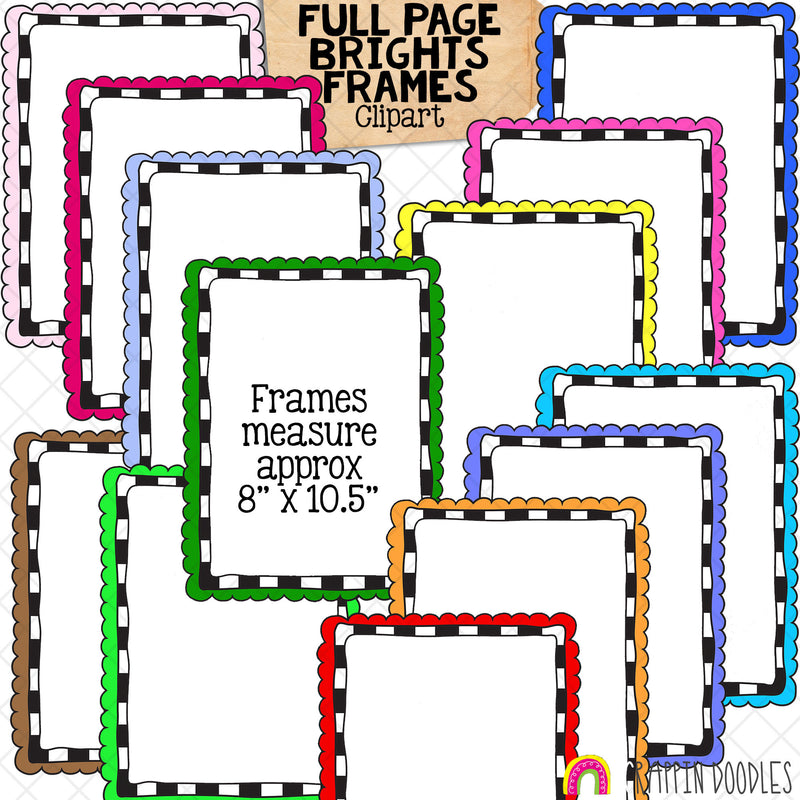 Brights Doodle Frames / Borders ClipArt Bundle - Commercial Use - PNG