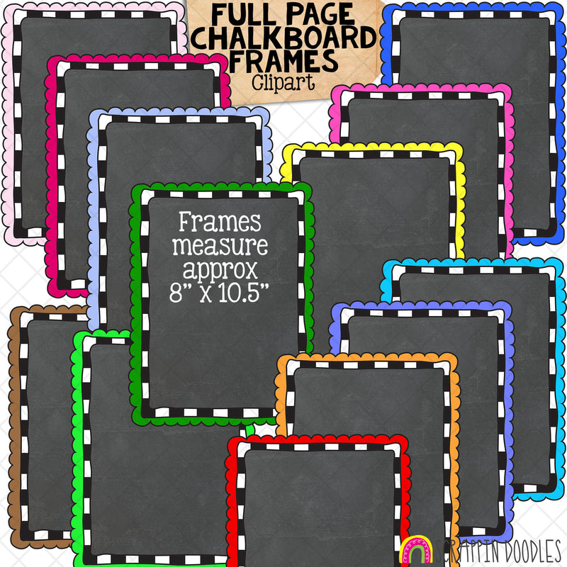 Chalkboard Frames / Borders ClipArt Bundle - Commercial Use - PNG