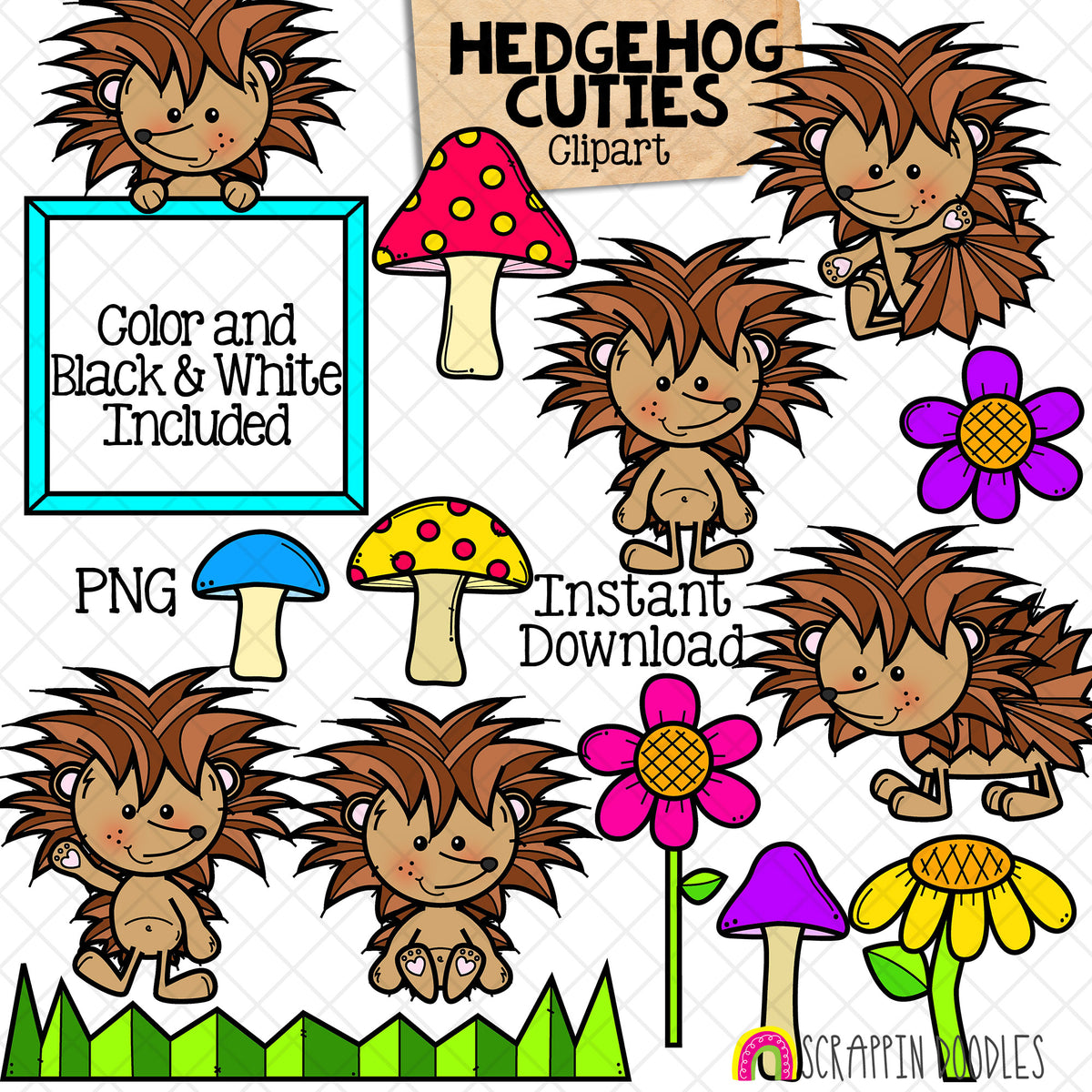 Cute Animal ClipArt Bundle - Sloth - Puppies - Dogs - Pink Flamingo - Hedgehog - CU PNG Sublimation