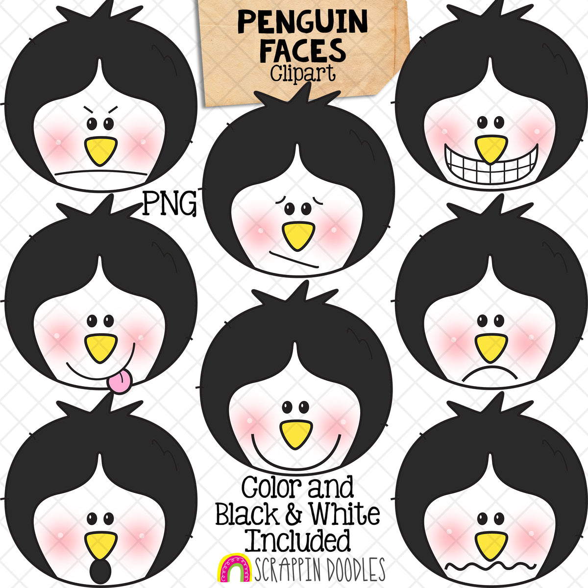 Christmas / Winter Faces Bundle - Facial Expressions - Elf - Gingerbread - Mrs Claus - Penguin - Polar Bear - Reindeer - Santa Claus - Snowman - CU PNG Sublimation