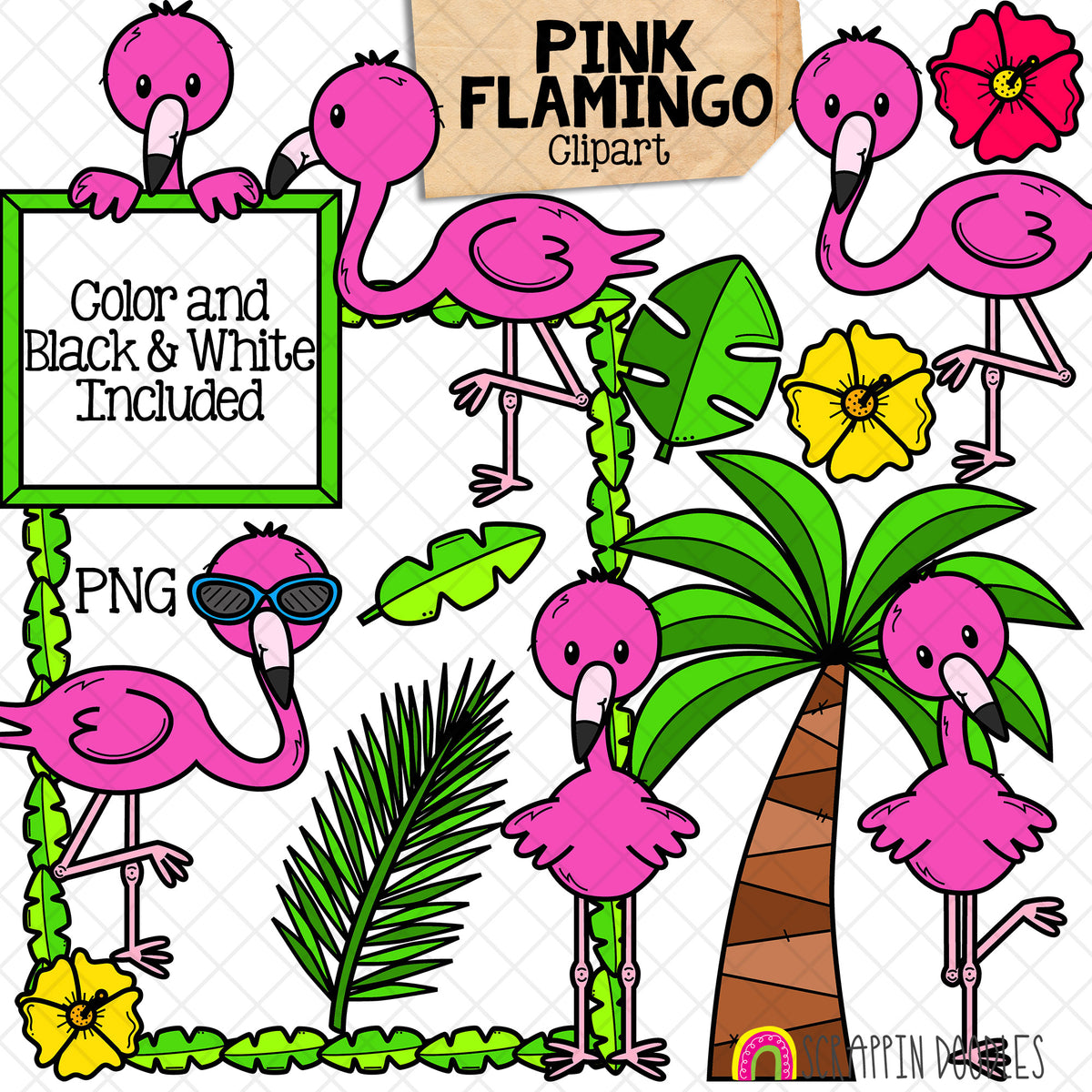 Cute Animal ClipArt Bundle - Sloth - Puppies - Dogs - Pink Flamingo - Hedgehog - CU PNG Sublimation