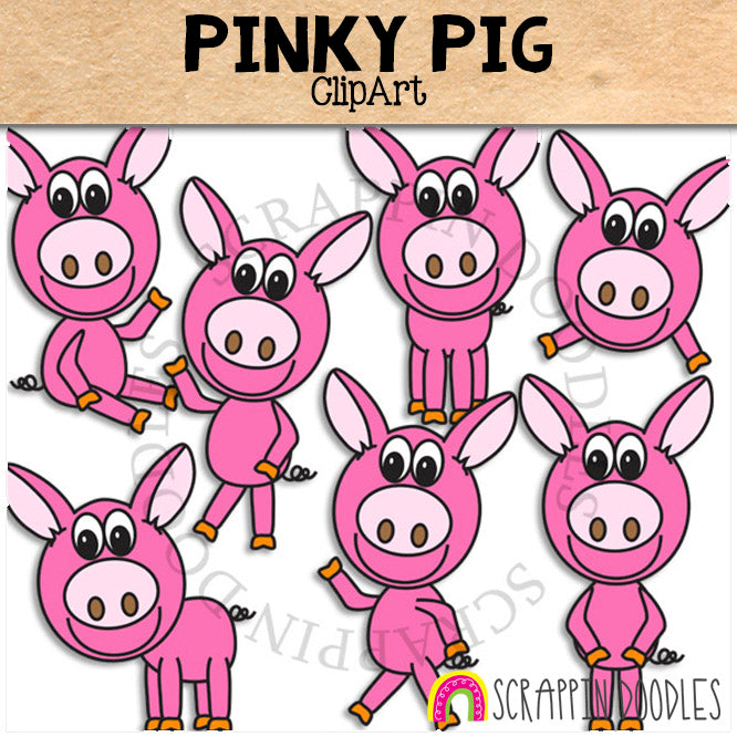 Pinky Pig ClipArt - Farm Animals - Commercial Use - Hand Drawn - PNG