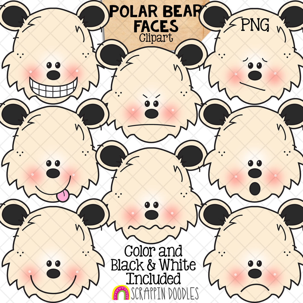 Christmas / Winter Faces Bundle - Facial Expressions - Elf - Gingerbread - Mrs Claus - Penguin - Polar Bear - Reindeer - Santa Claus - Snowman - CU PNG Sublimation