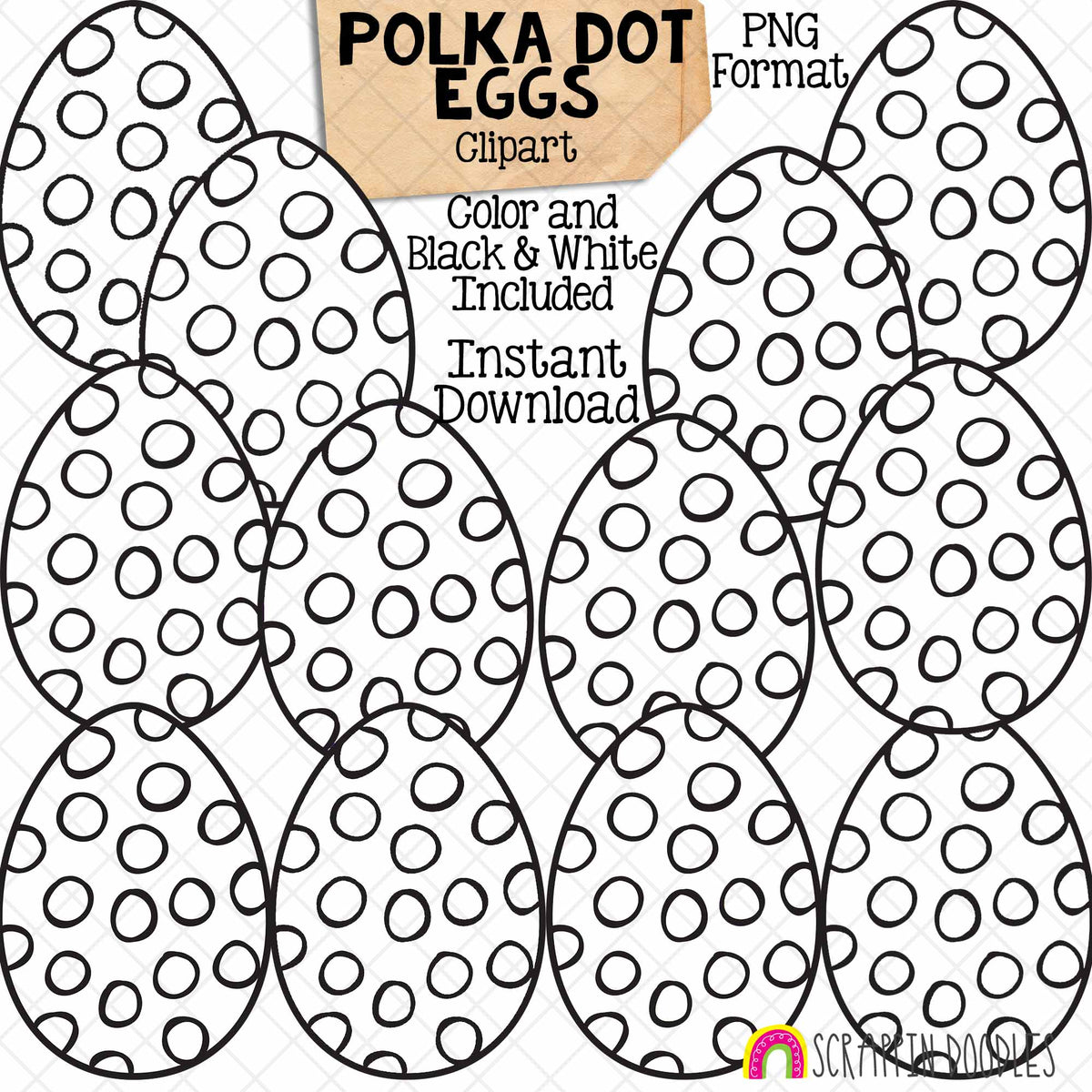 Polka Dot Egg Colors ClipArt - Easter - Commercial Use - PNG - CU PNG Sublimation
