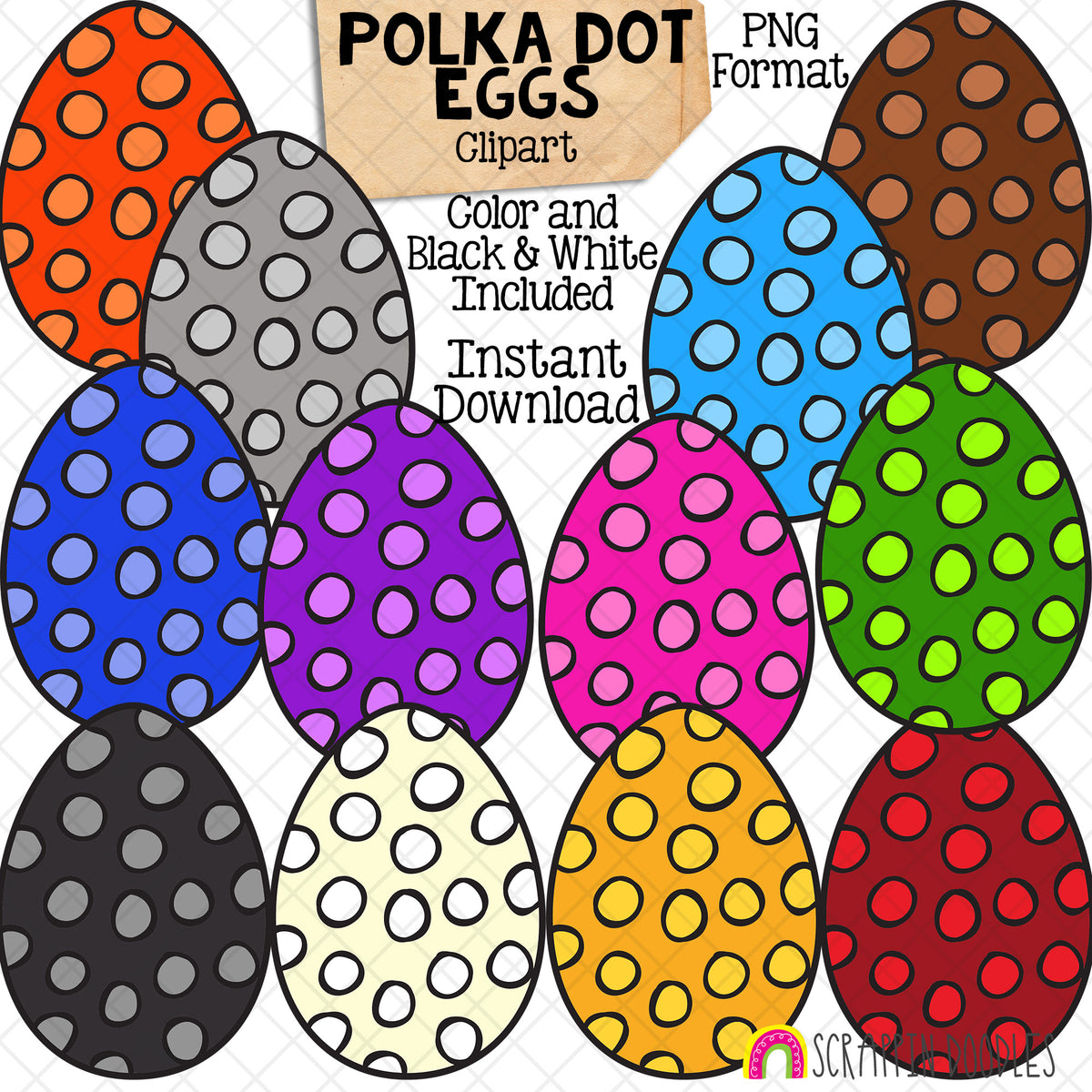 Polka Dot Egg Colors ClipArt - Easter - Commercial Use - PNG - CU PNG Sublimation