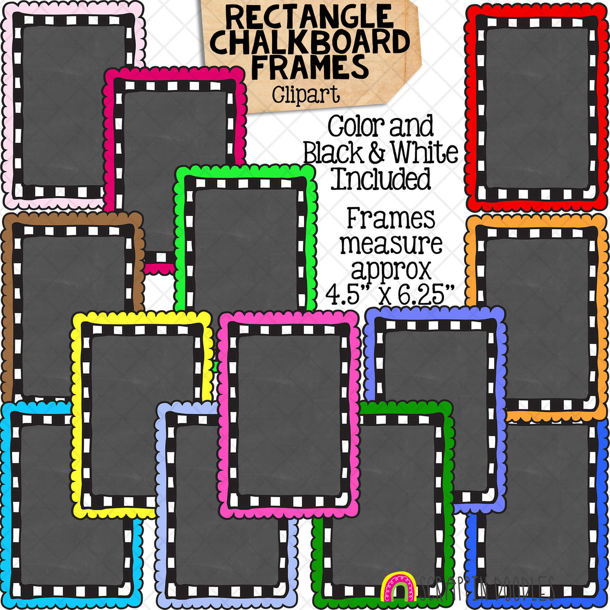 Chalkboard Frames / Borders ClipArt Bundle - Commercial Use - PNG