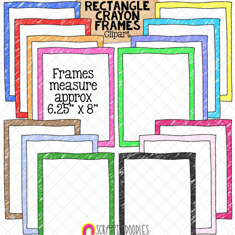 Crayon Colored Frames / Borders ClipArt Bundle - Commercial Use - PNG