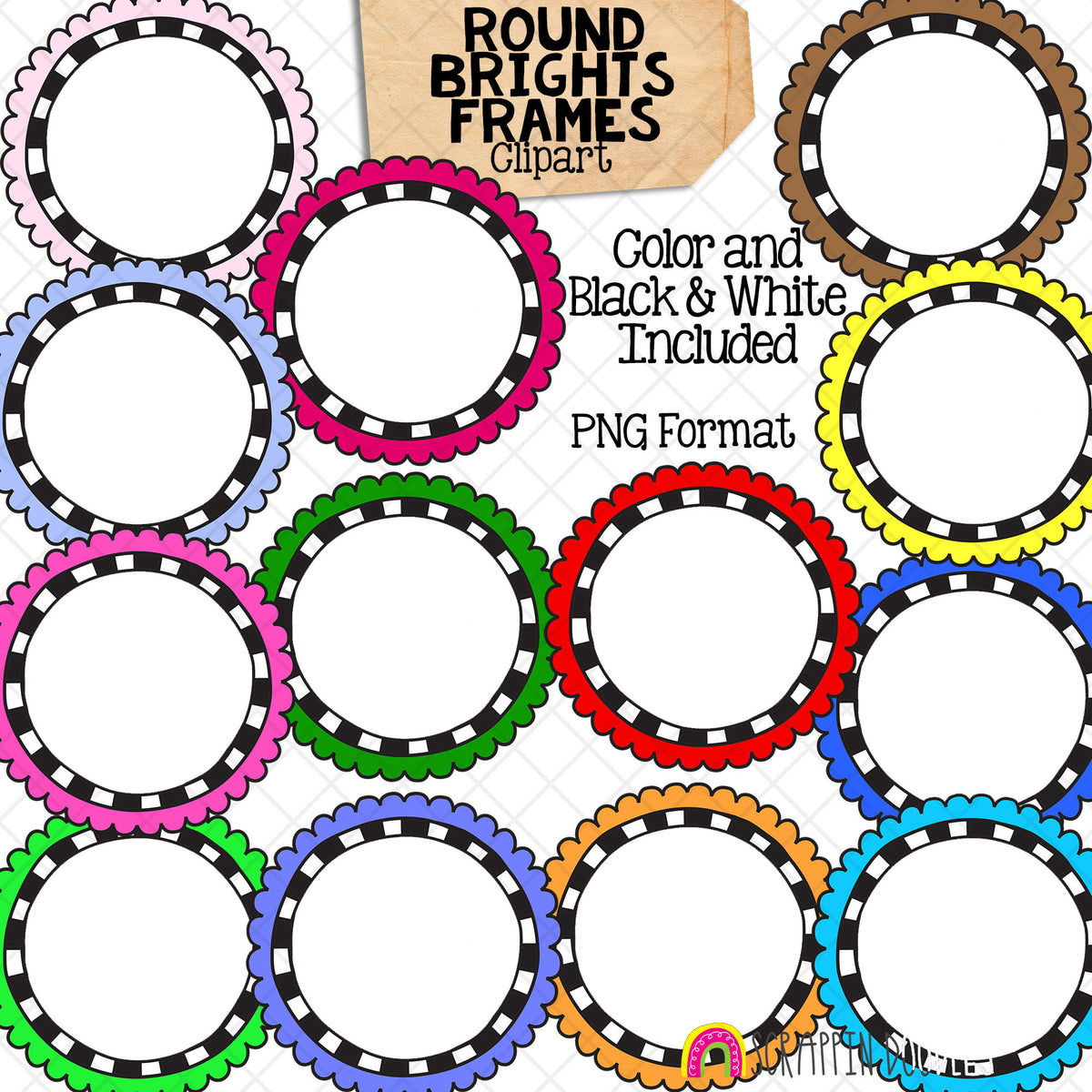 Brights Doodle Frames / Borders ClipArt Bundle - Commercial Use - PNG