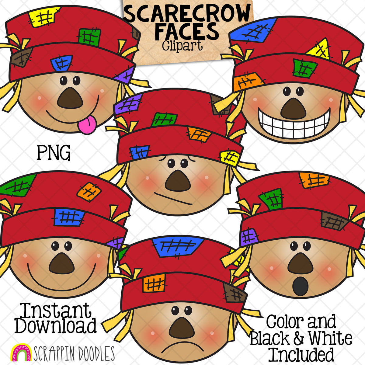 Fall Faces Bundle - Autumn Facial Expressions - Acorn - Apple - Leaf - Owl - Pumpkin - Scarecrow - Squirrel - Sunflower - CU PNG Sublimation