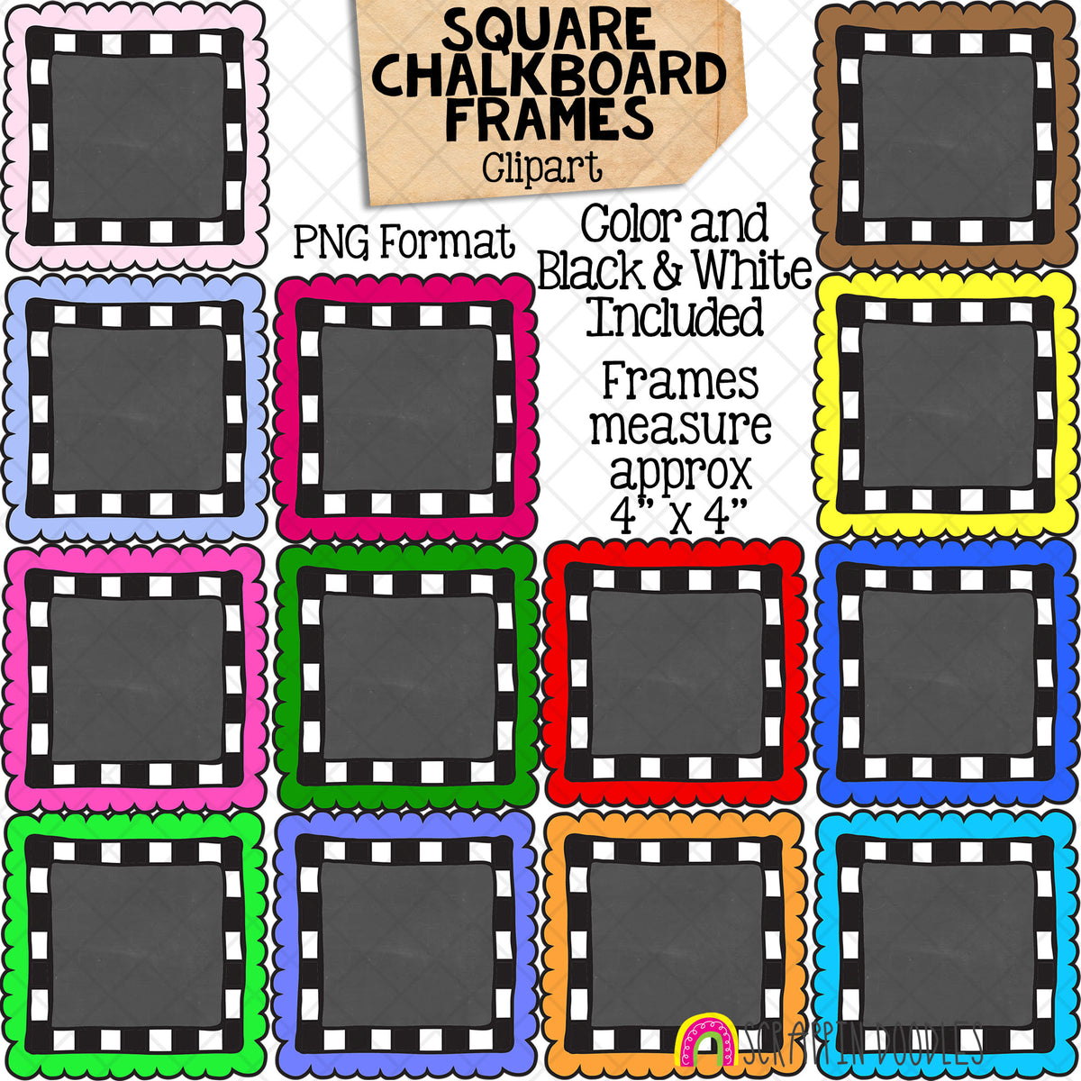 Chalkboard Frames / Borders ClipArt Bundle - Commercial Use - PNG