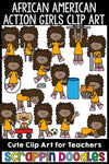 African American Action Girls Clipart